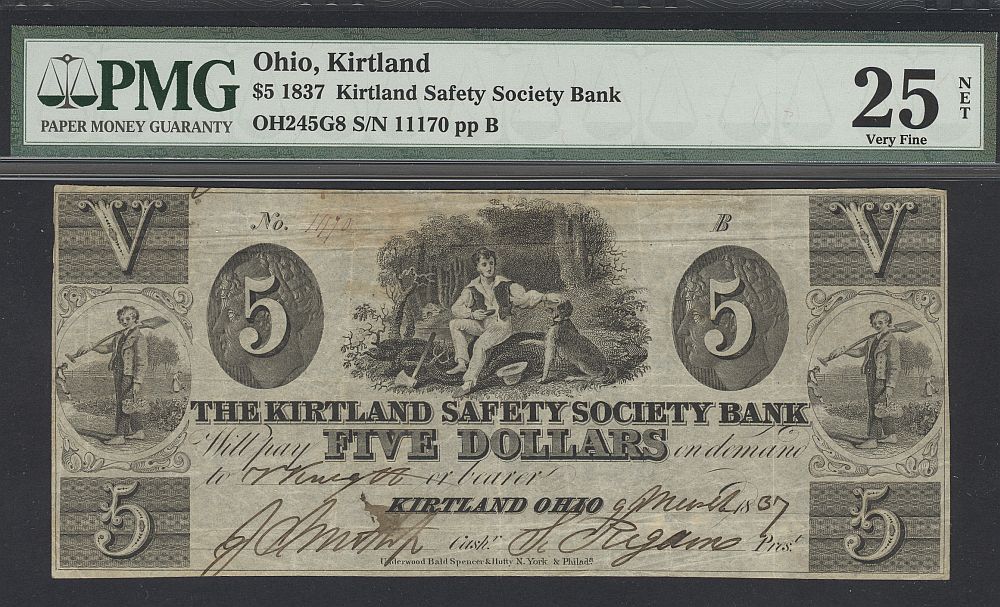 Kirtland, OH, The Kirtland Safety Society Bank $5, March 9, 1837 [Mormon Note]